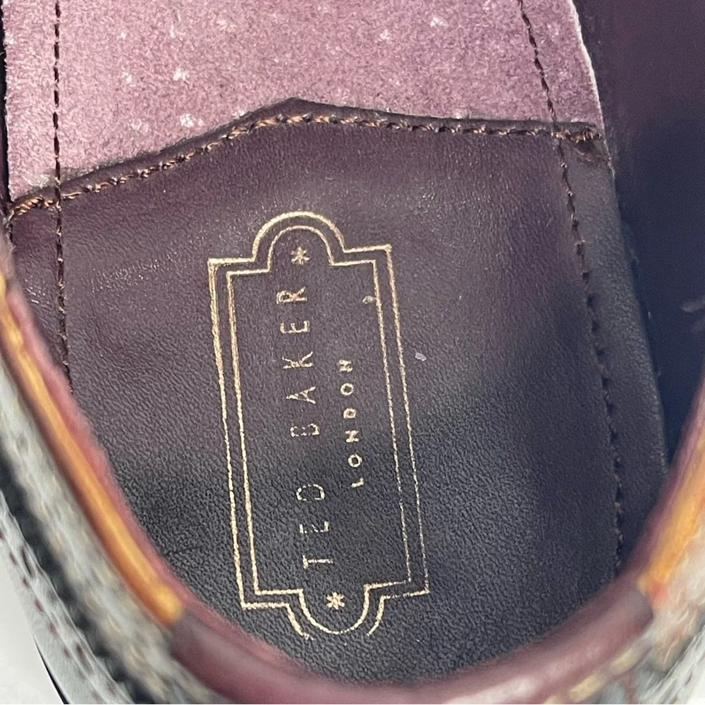 Ted Baker Chorlten Burnished Leather Wingtip Shoes Brogues Brown Men's Size 10